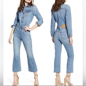 LEVI'S (M) KICKFLARE DENIM JEAN JUMPSUIT COVERALLS $168.00